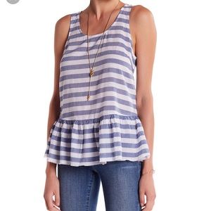 Beach lunch lounge blue and white striped tank